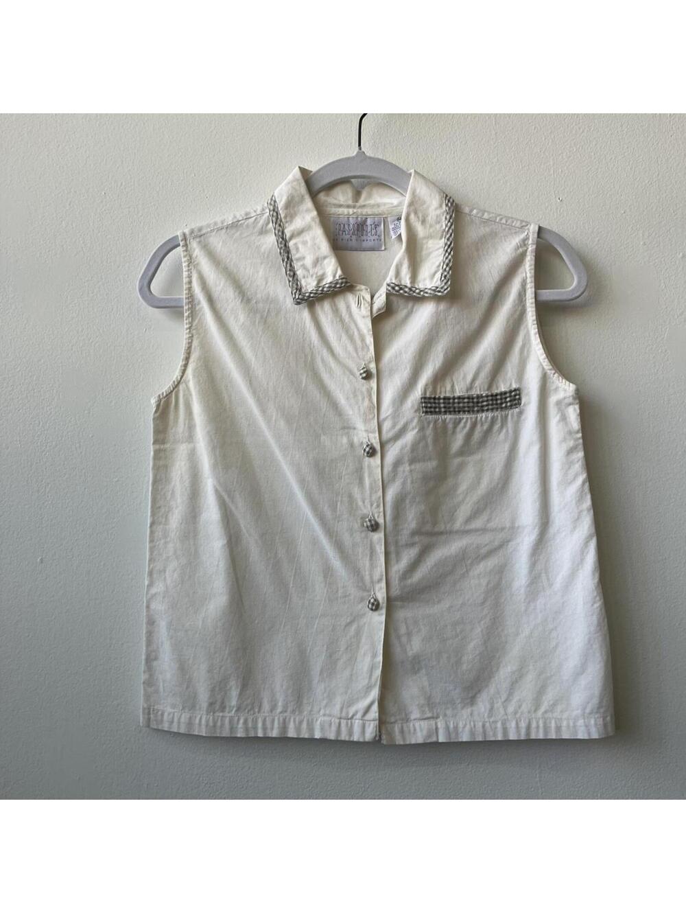 Passports brand size medium 100% cotton button up tank with gingham trim
